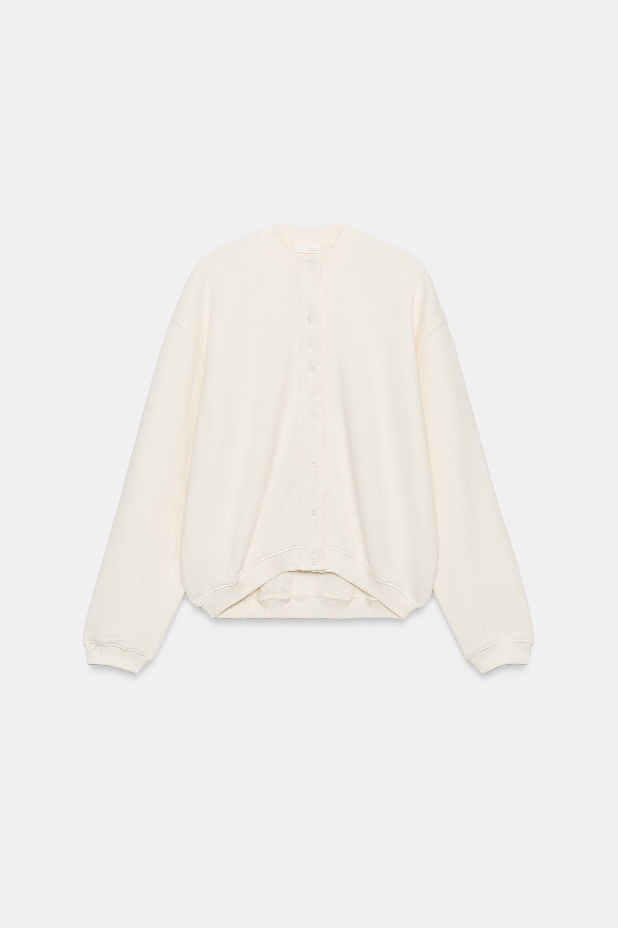 COTTON BUTTON-UP SWEATSHIRT